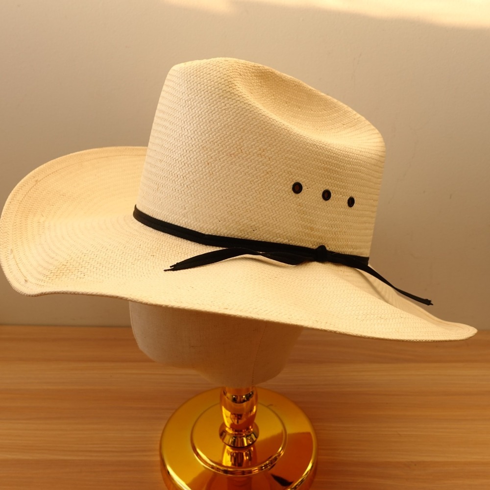Stetson 10X Straw Cowboy Hat Mens 7 56 Off White Shantung Western Cattleman USA
